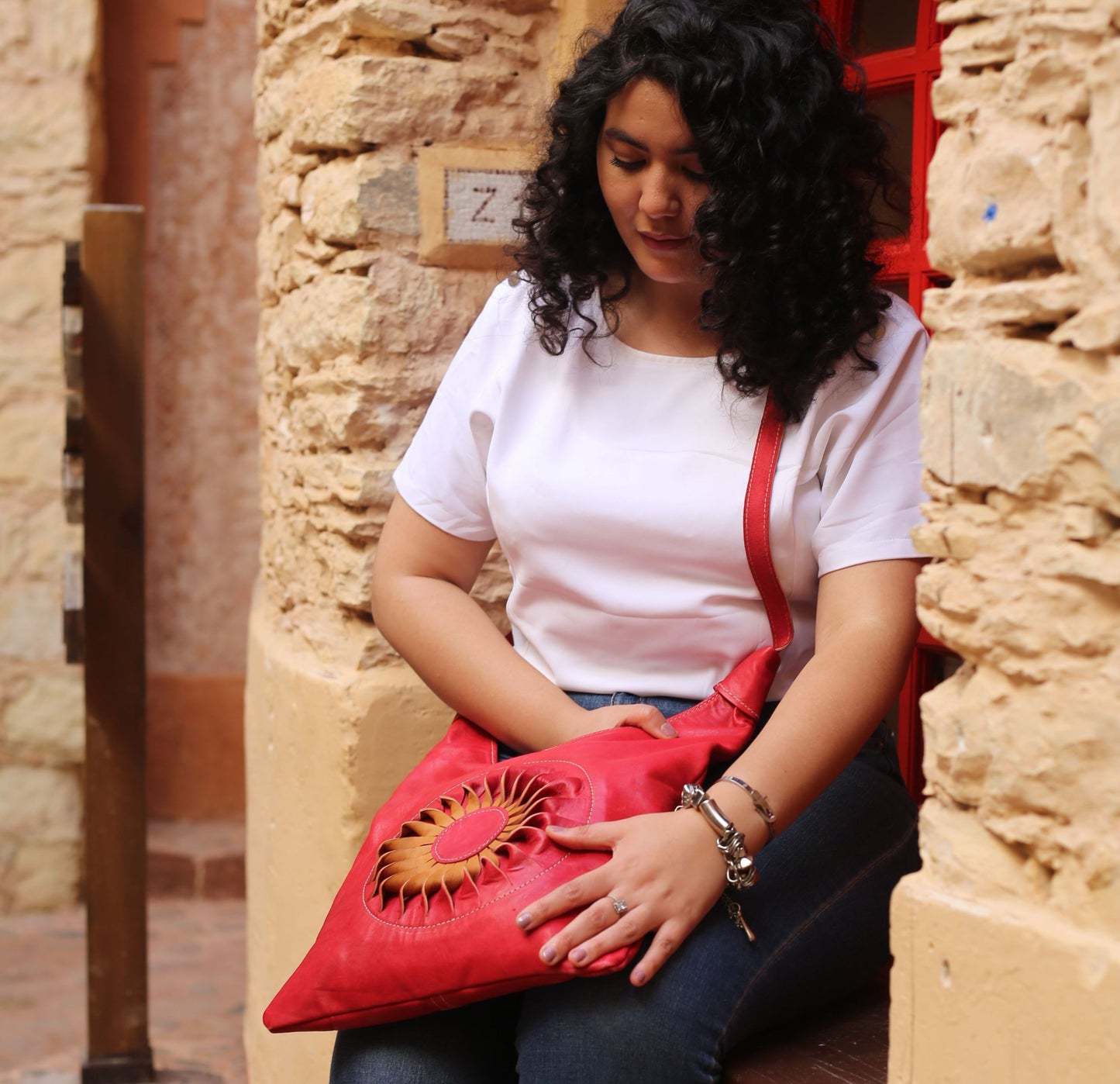 Red Sunburst Shoulder Bag