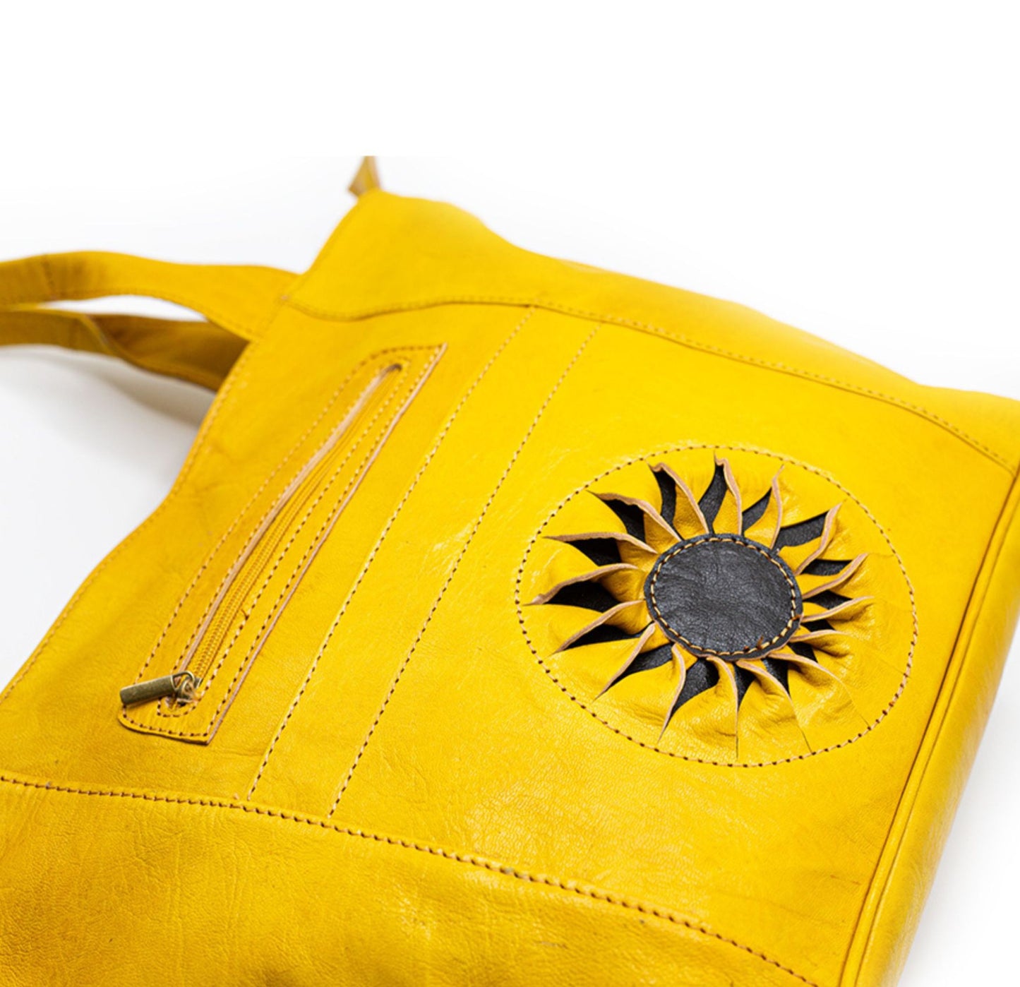 Yellow Leather Tote Bag