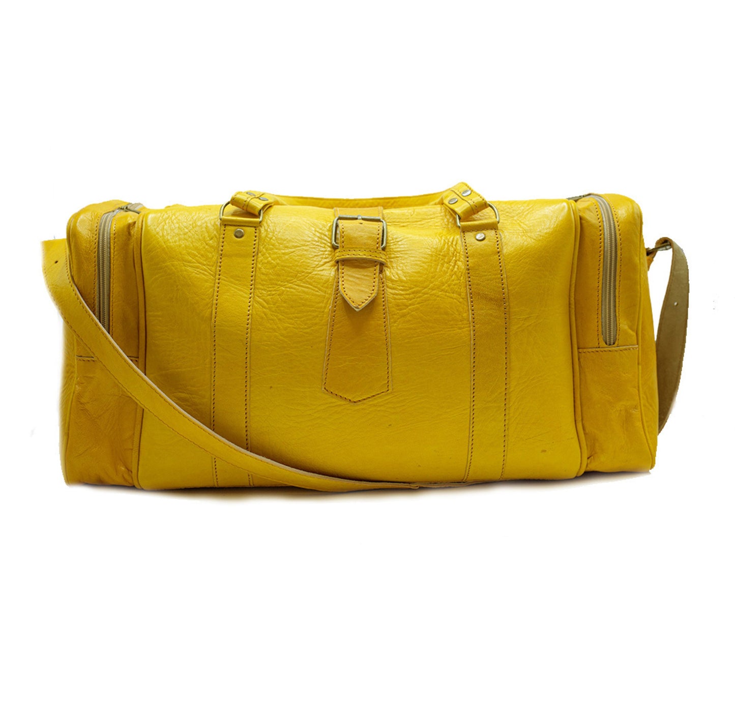Mustard Yellow Leather Travel Bag