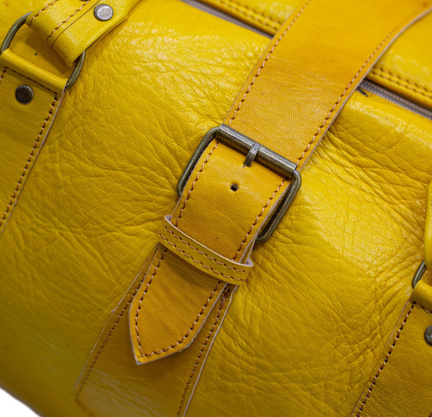 Mustard Yellow Leather Travel Bag