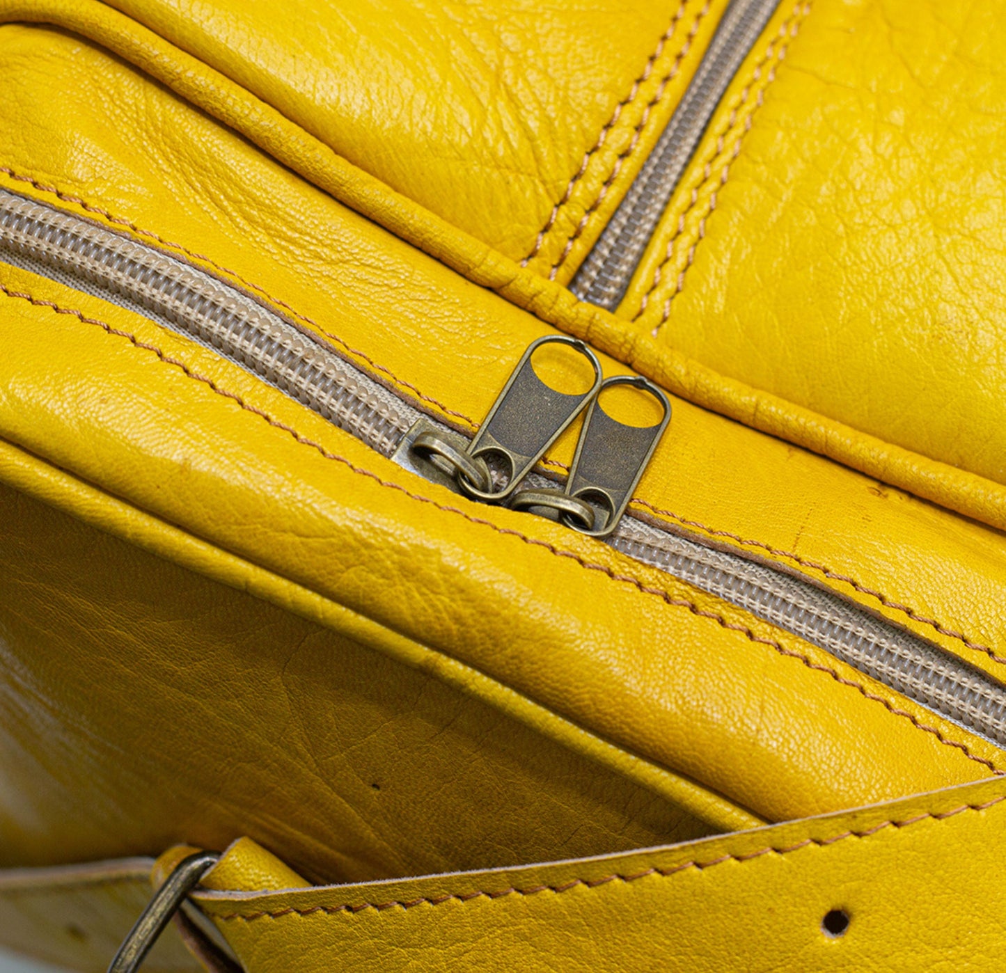 Mustard Yellow Leather Travel Bag