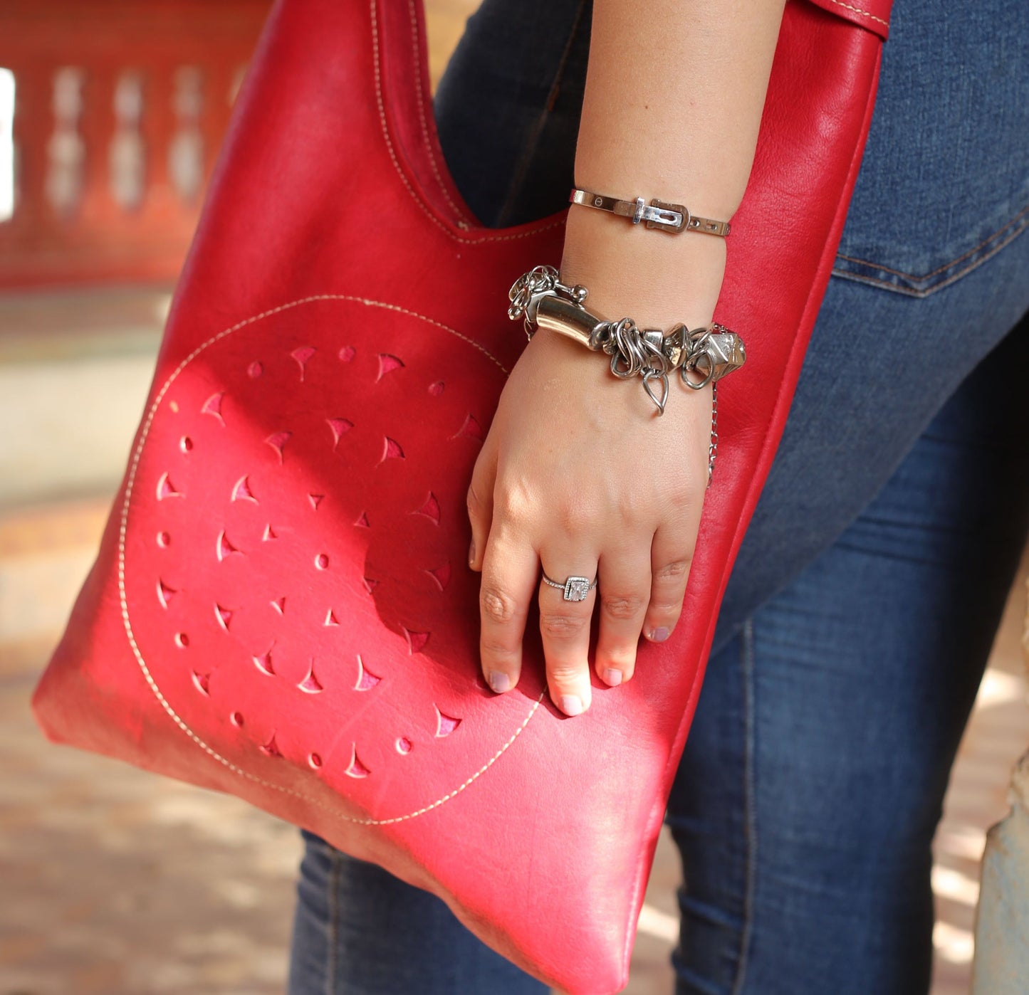 Red Leather Messenger Bag