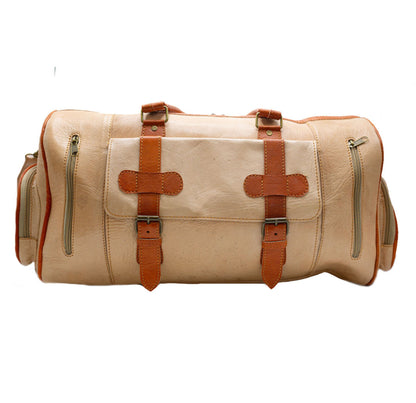 Beige Leather Travel Bag