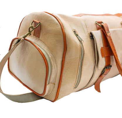 Beige Leather Travel Bag