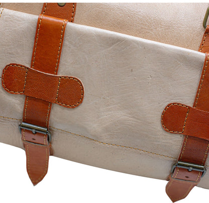 Beige Leather Travel Bag