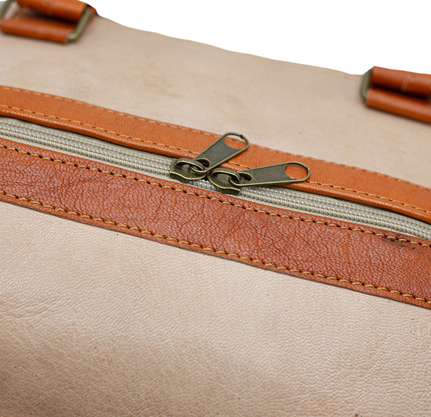 Beige Leather Travel Bag