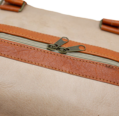 Beige Leather Travel Bag