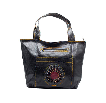 Black Leather Tote Bag