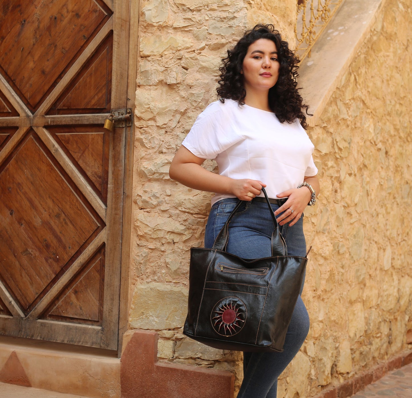 Black Leather Tote Bag