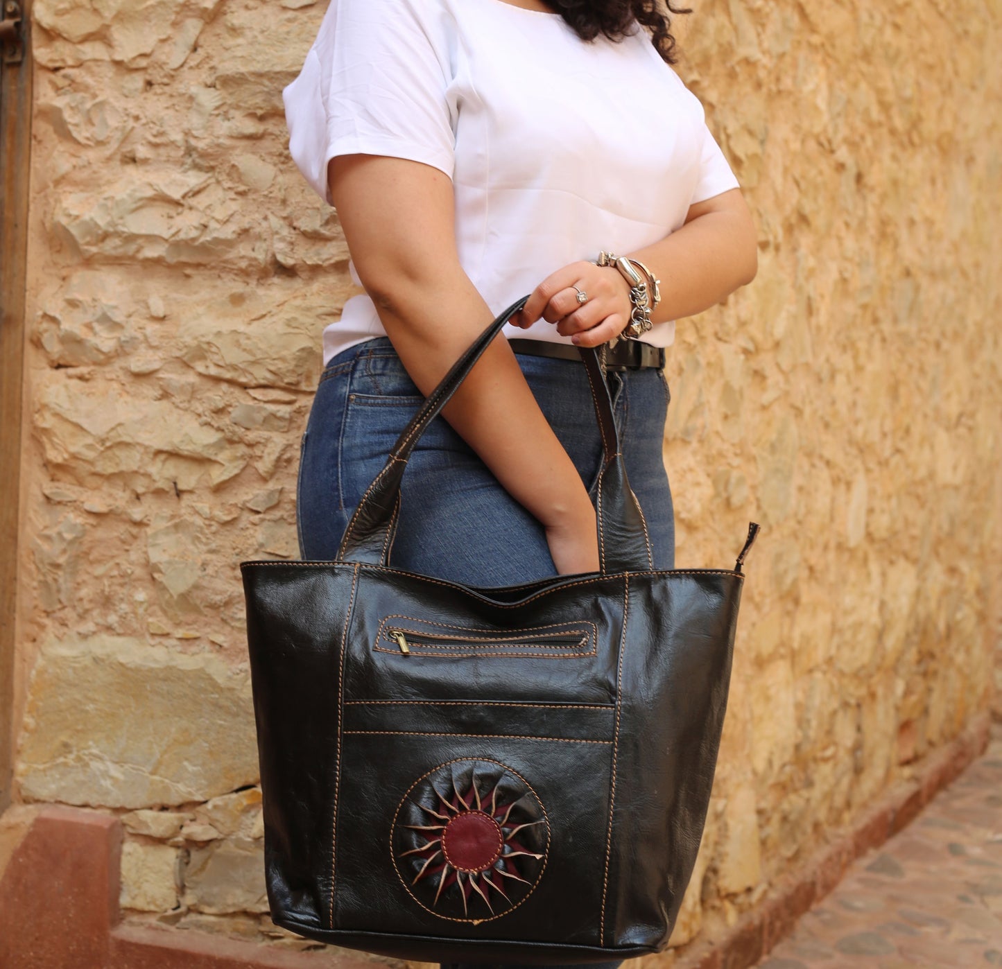 Black Leather Tote Bag