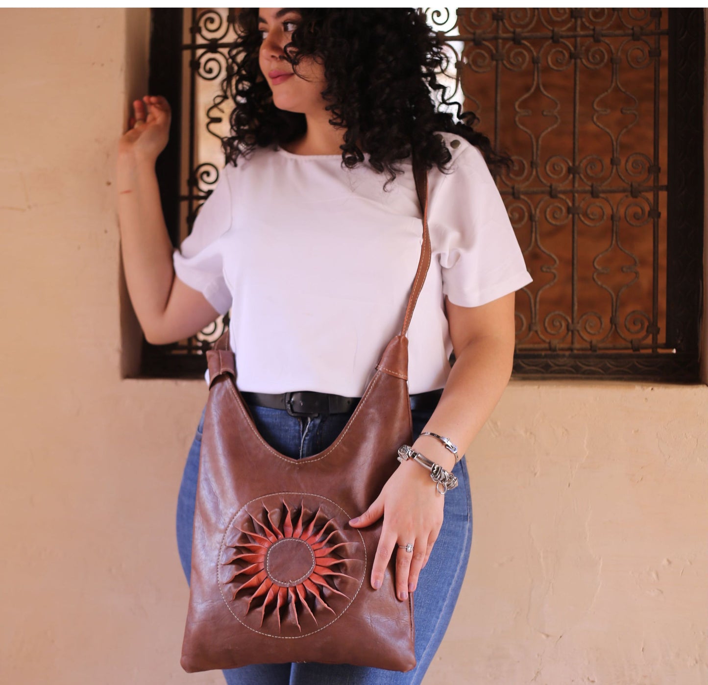 Brown Sunburst Shoulder Bag