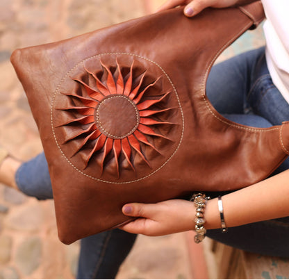 Brown Sunburst Shoulder Bag