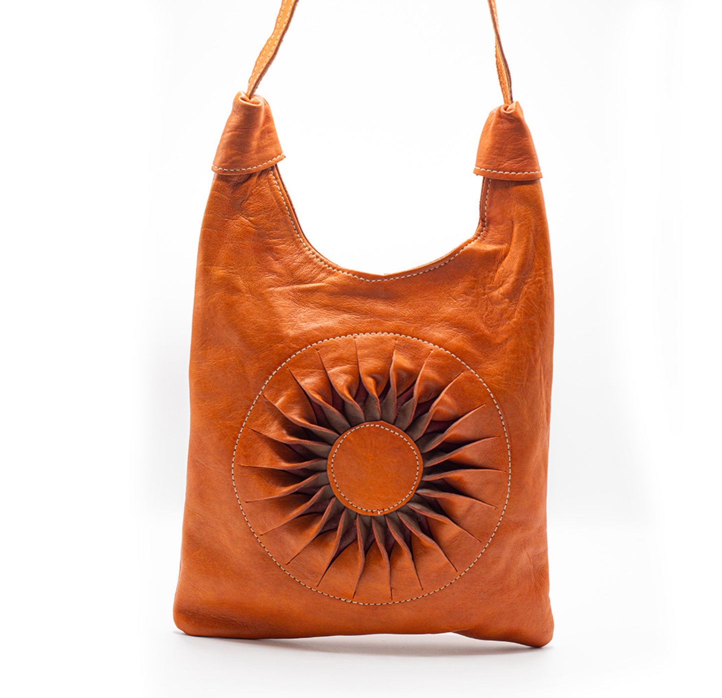 Cognac Sunburst Shoulder Bag