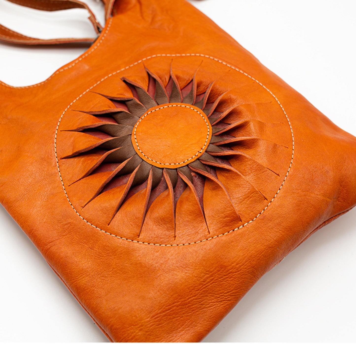 Cognac Sunburst Shoulder Bag