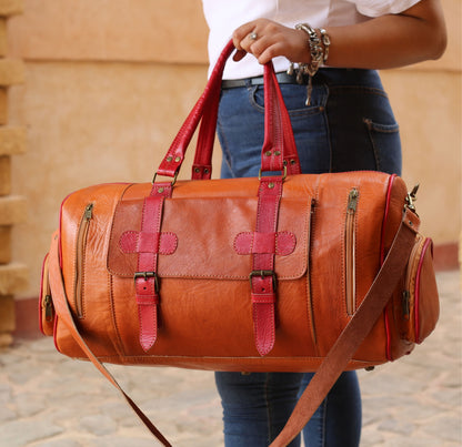 Cognac Leather Travel Bag