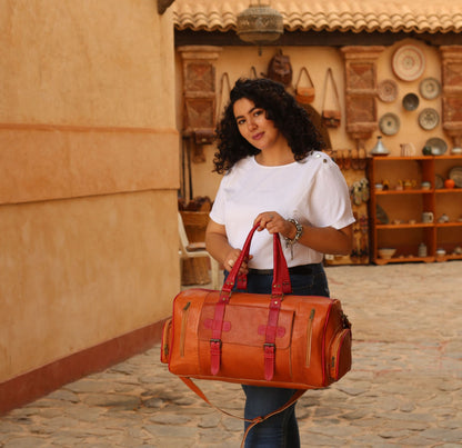 Cognac Leather Travel Bag