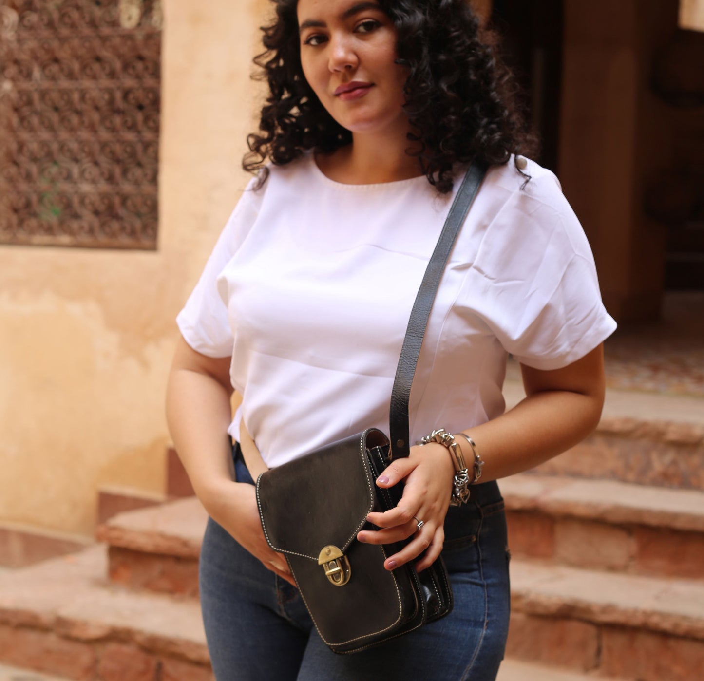 Black Leather Crossbody Bag