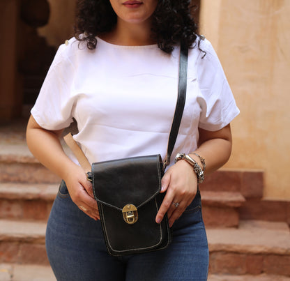 Black Leather Crossbody Bag