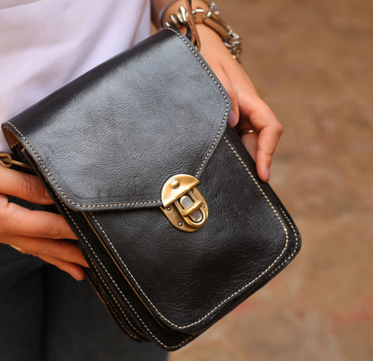 Black Leather Crossbody Bag