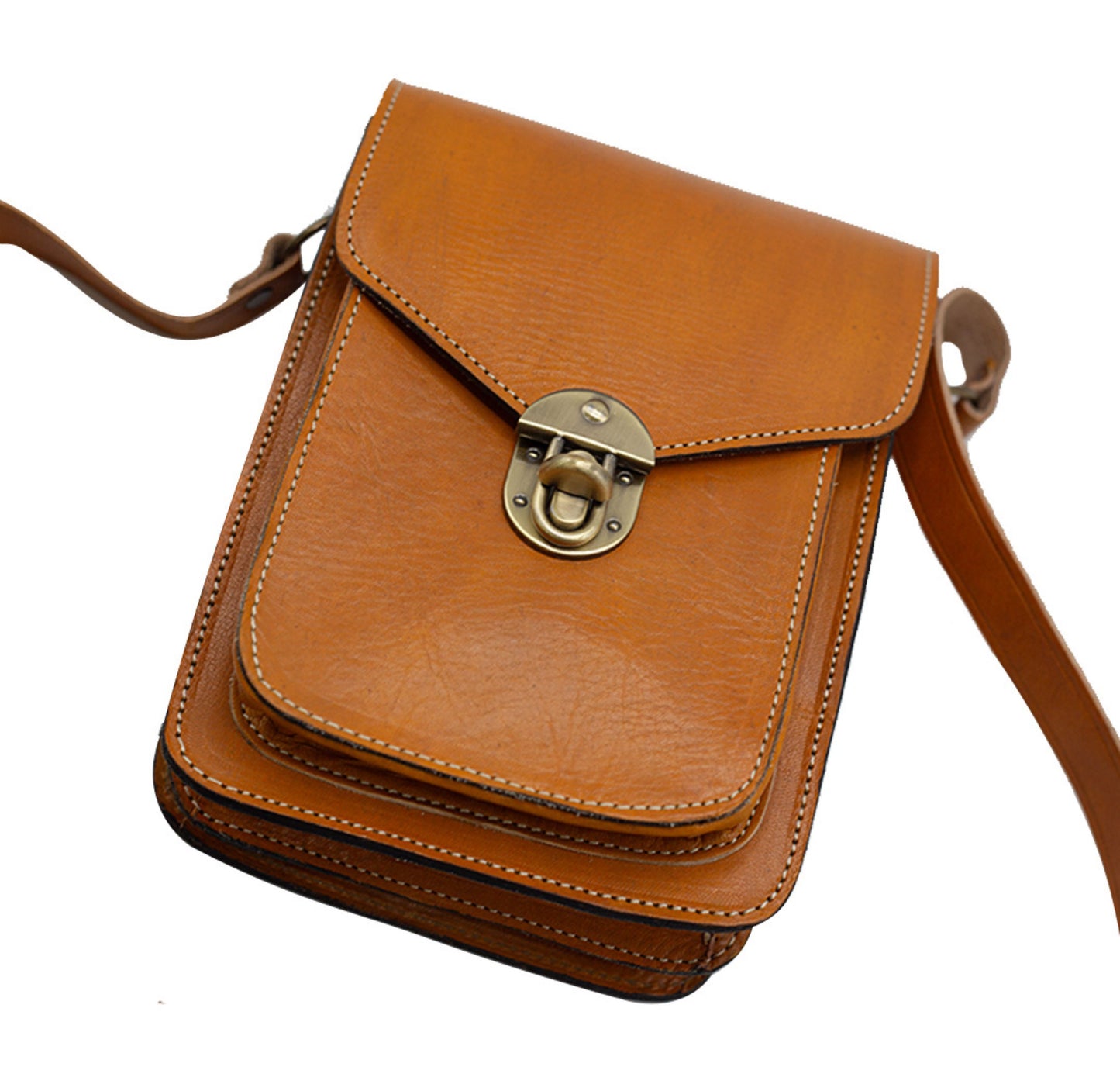 Cognac Leather Crossbody Bag