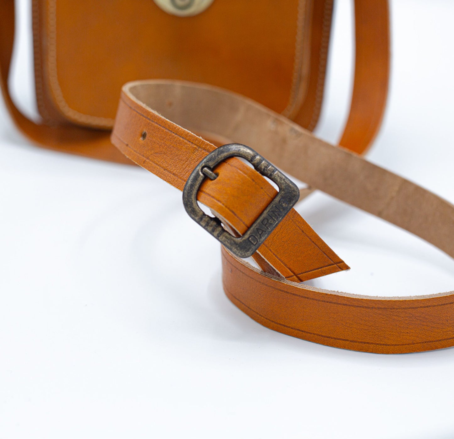 Cognac Leather Crossbody Bag