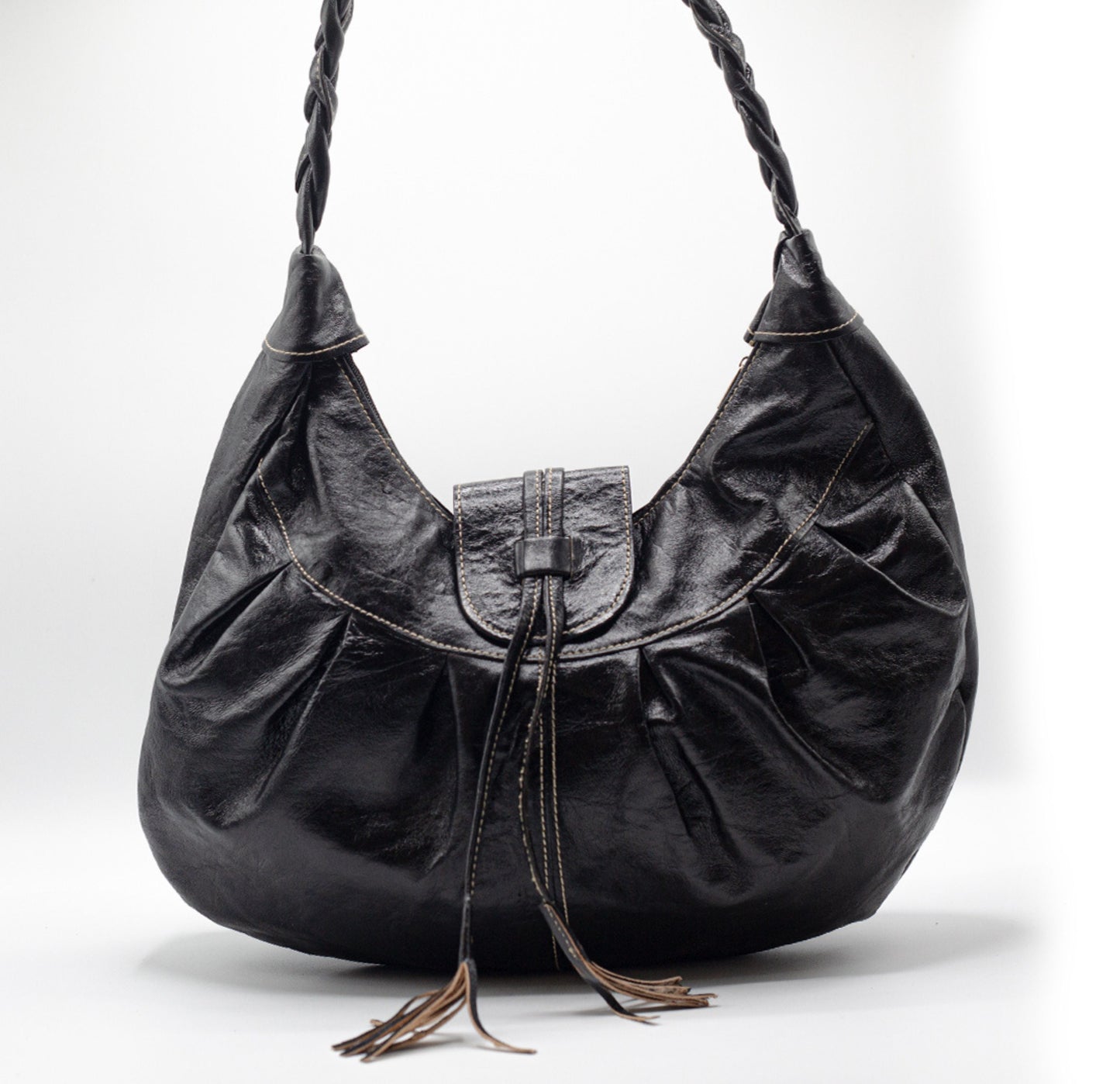 Black Leather Hobo Bag
