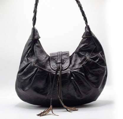 Black Leather Hobo Bag