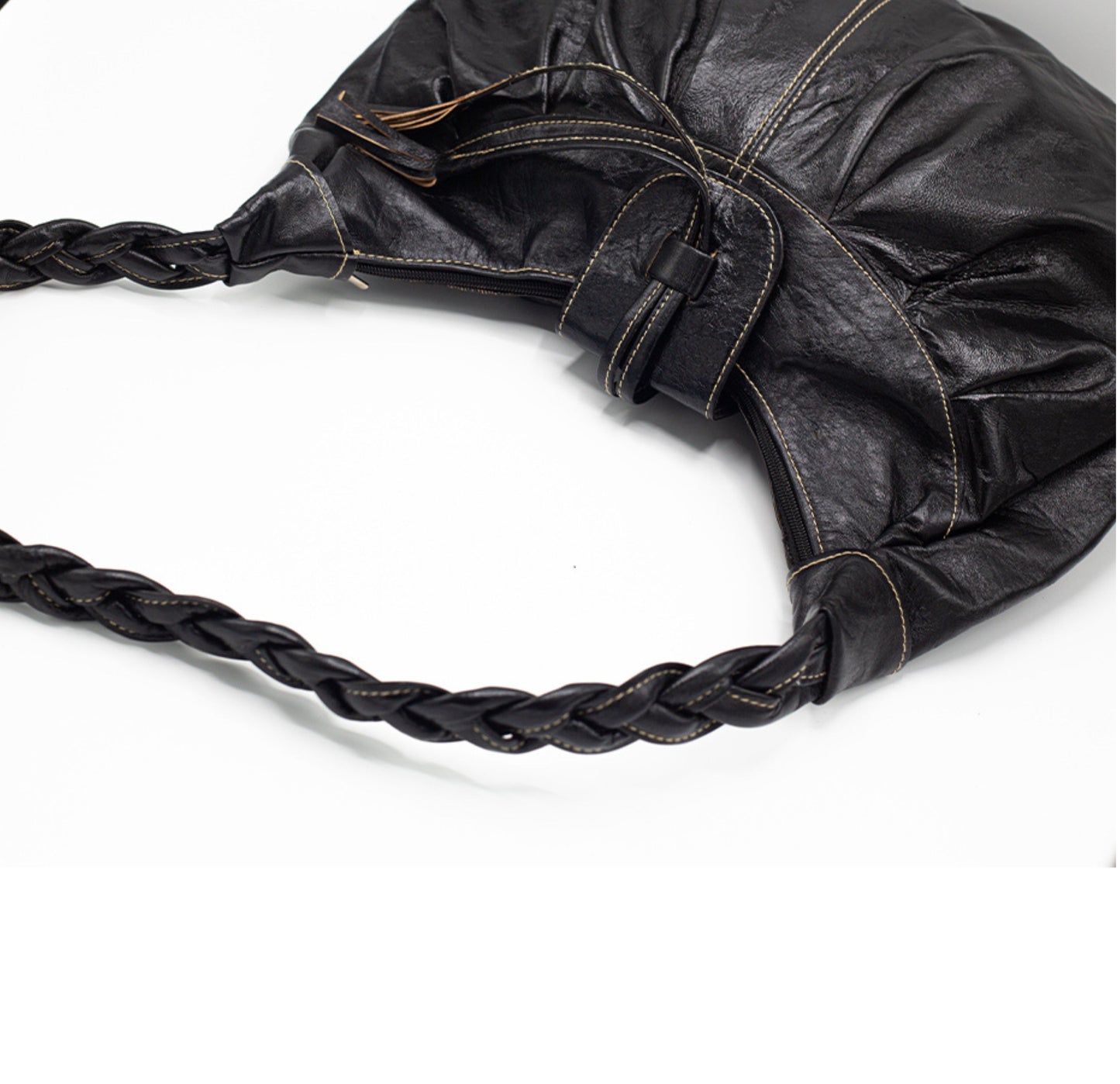 Black Leather Hobo Bag