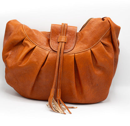 Cognac Leather Hobo Bag