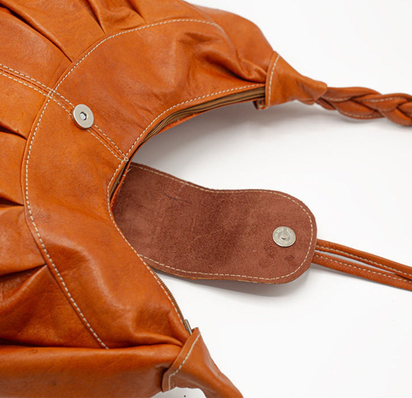 Cognac Leather Hobo Bag