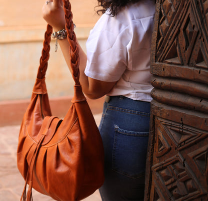 Chestnut Leather Hobo Bag
