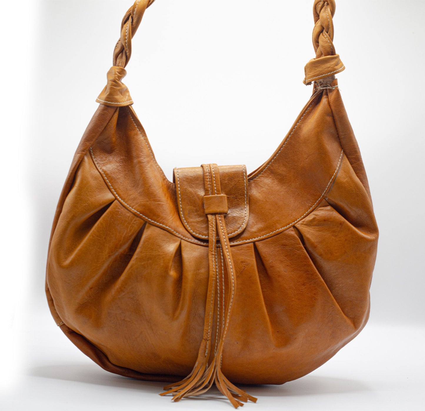 Chestnut Leather Hobo Bag