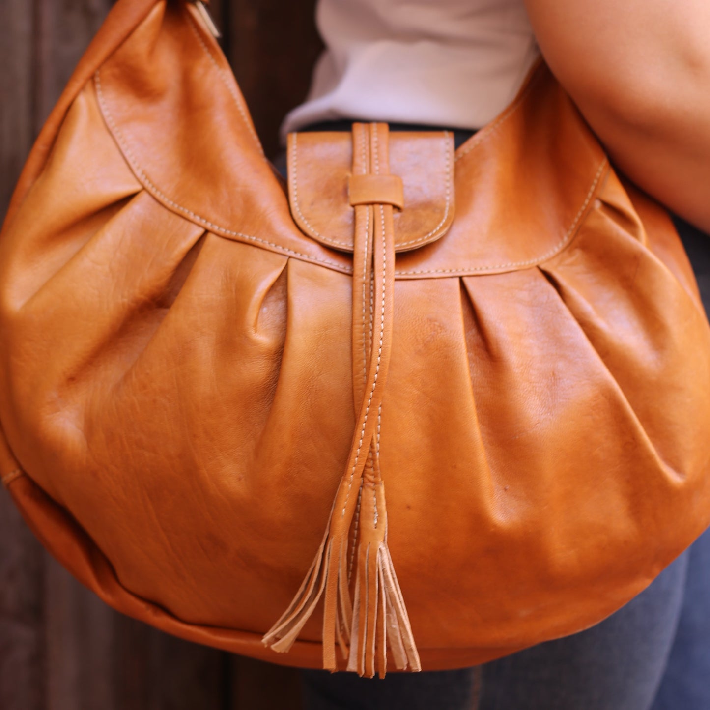 Chestnut Leather Hobo Bag