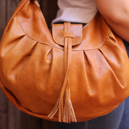 Chestnut Leather Hobo Bag