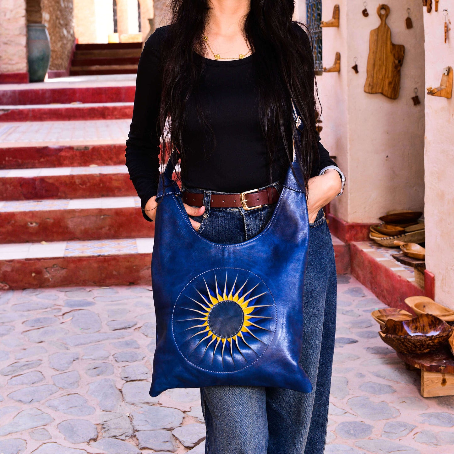 Handcrafted Moroccan Leather Shoulder B
