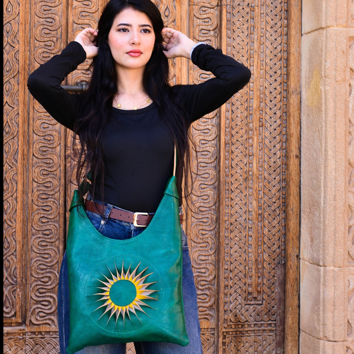 Handcrafted Moroccan Leather Shoulder B