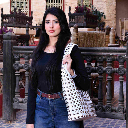 Studded PU Leather Shoulder Bag ,Bold Sleek and Confident