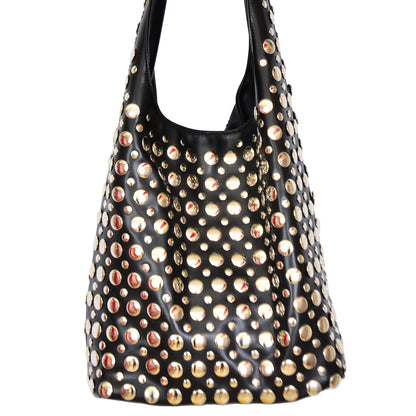 Studded PU Leather Shoulder Bag ,Bold Sleek and Confident