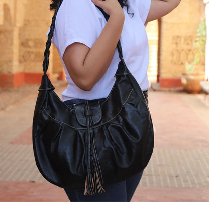 Black Leather Hobo Bag