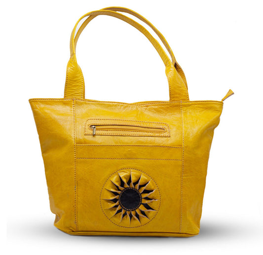 Yellow Leather Tote Bag