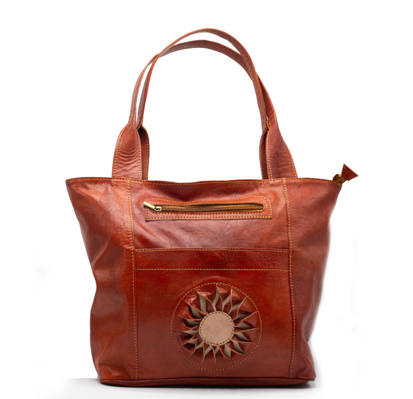 Cognac Leather Tote Bag