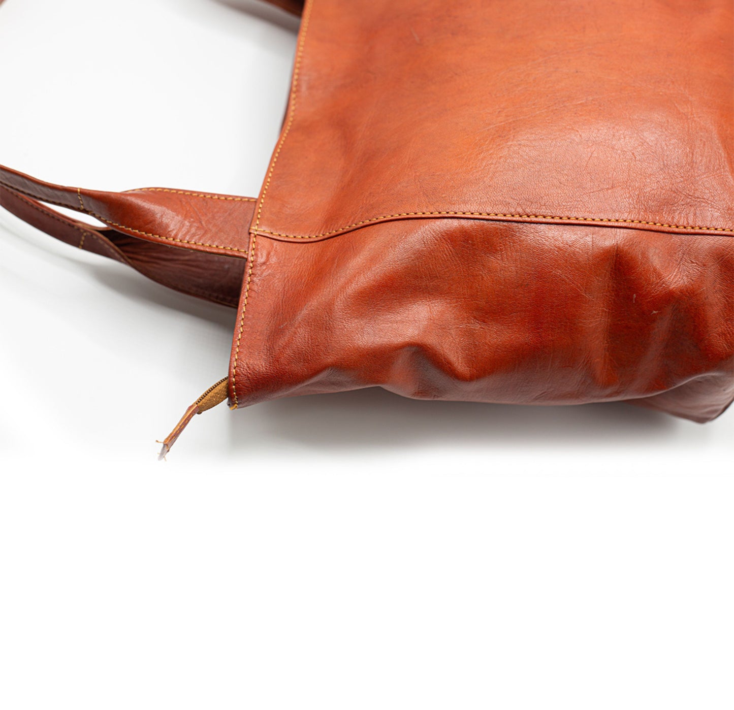 Cognac Leather Tote Bag
