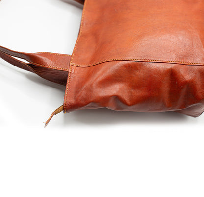 Cognac Leather Tote Bag