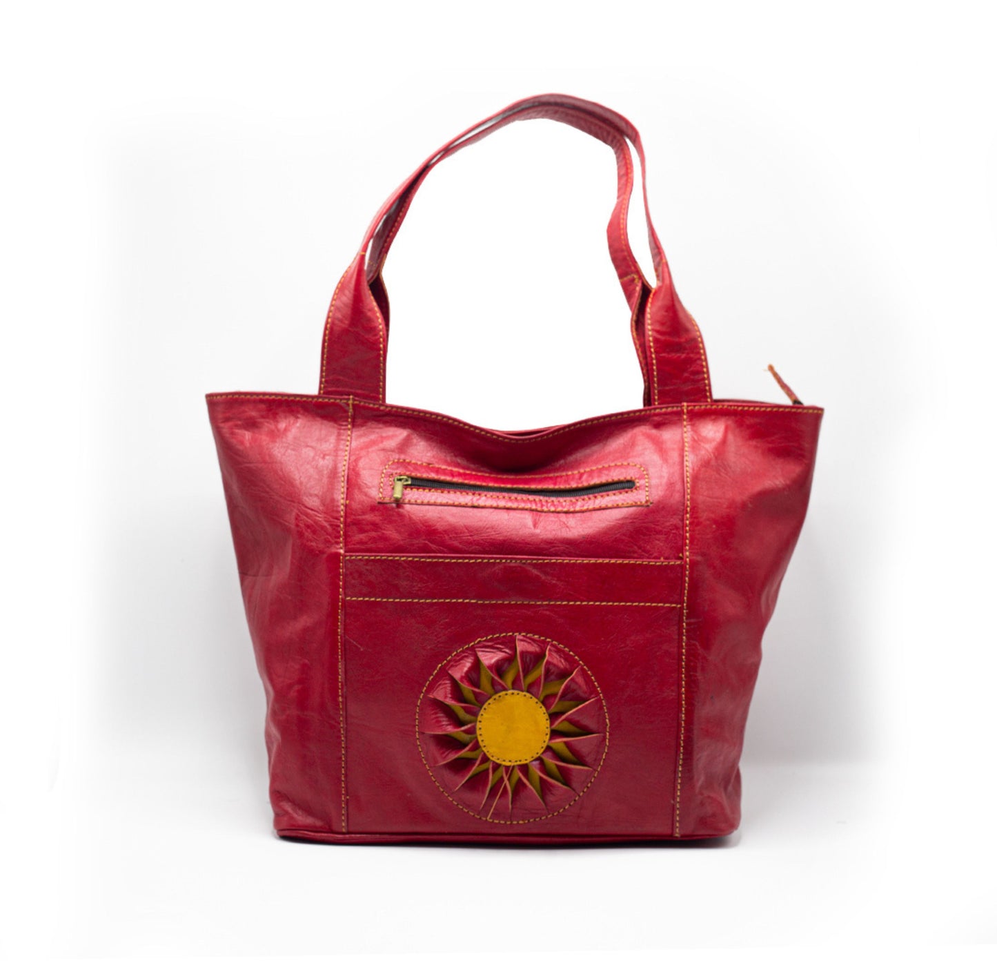 Red Leather Tote Bag