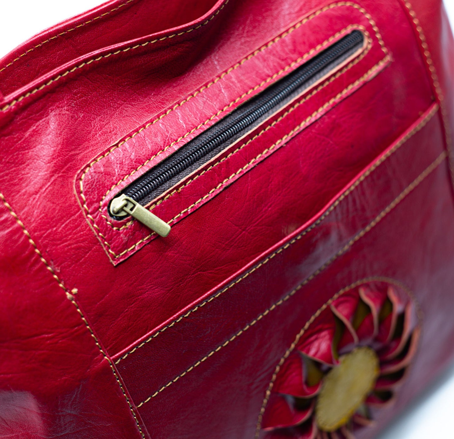 Red Leather Tote Bag