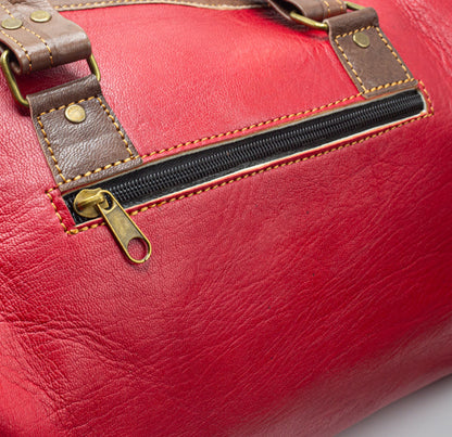 Red Leather Travel Bag