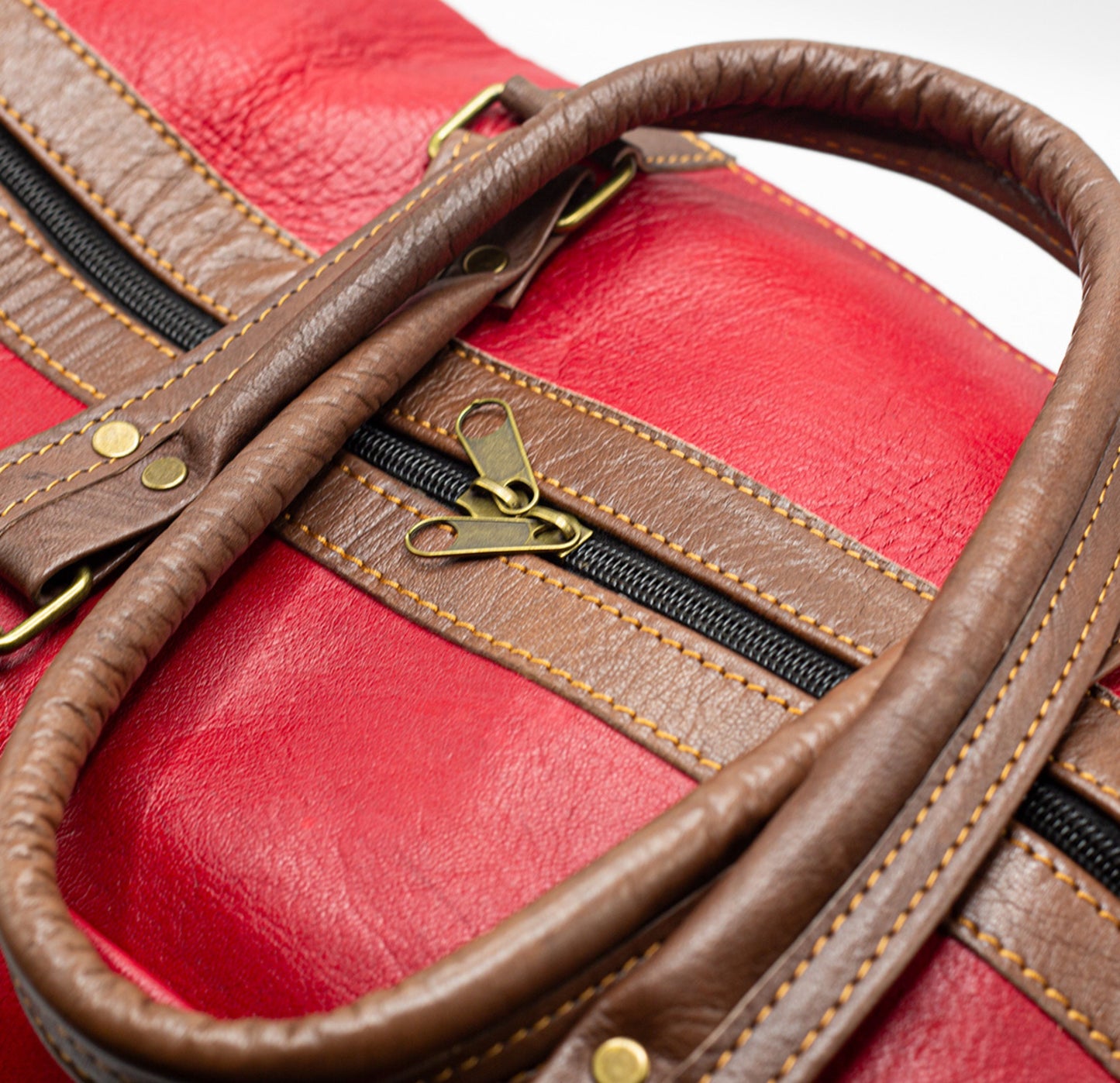 Red Leather Travel Bag