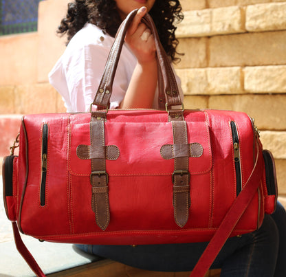 Red Leather Travel Bag