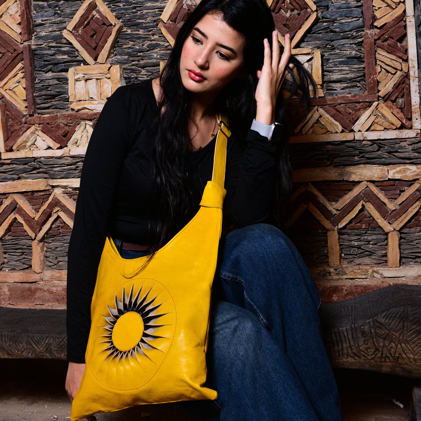 Handcrafted Moroccan Leather Shoulder B