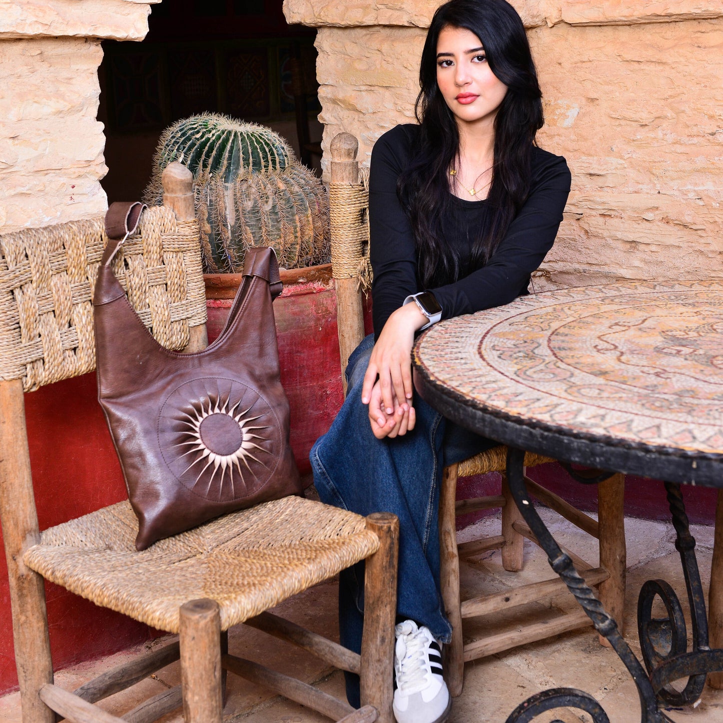 Handcrafted Moroccan Leather Shoulder B